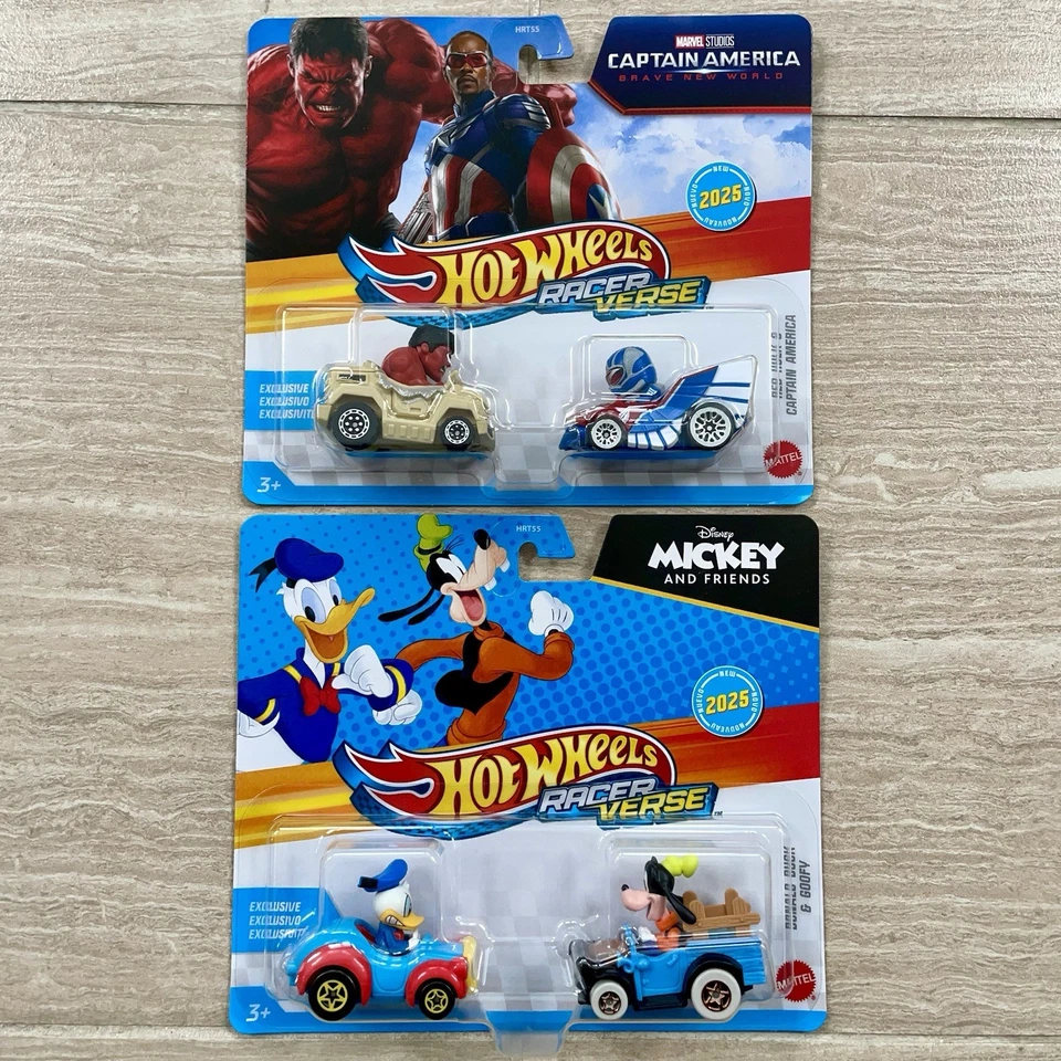 Hot Wheels Racer Verse Red Hulk & Captain America + Donald Duck & Goofy 2025 - Image 1 of 4