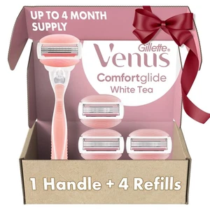Gillette Venus ComfortGlide White Tea Damenrasierer, Griff + 4 Klingen-Nachfüllpackungen... - Bild 1 von 9