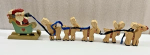 Santa Sleigh & Reindeer Wood Country Christmas Figurine handmade - Picture 1 of 7