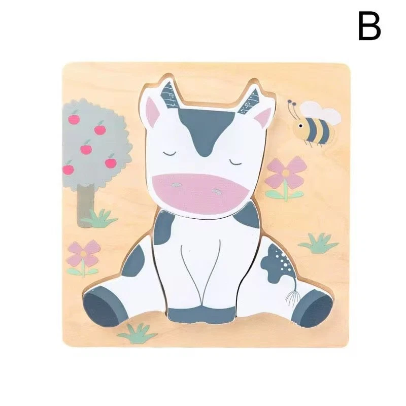 Wooden Animal Puzzle for Toddlers – Montessori Educational Toy  1-3 Shape Puzzle - Image 1 of 1