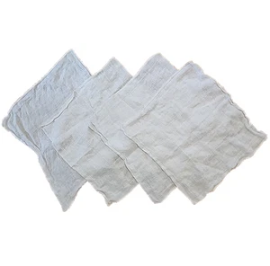 4 Vintage White Damask Linen Dinner Napkins Thanksgiving - Picture 1 of 5