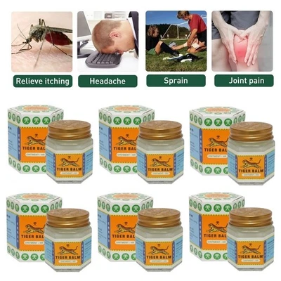 White Tiger balm HR Thai Ointment Muscular Aches Pain Relief 6x30g - Image 1 of 4
