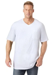 KingSize Men's Big & Tall Shrink-Less Lightweight Longer-Length V-Neck T-Shirt - Picture 1 of 30