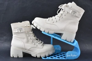 Guess Cream Chunky Boots Stud Detail Block Heel Combat Lace Up, UK 7 EUR 40 - Picture 1 of 5
