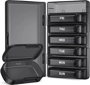 Pill Organizer with Large Capacity, Dual Protection Pill Box 7 Day - Picture 1 of 7