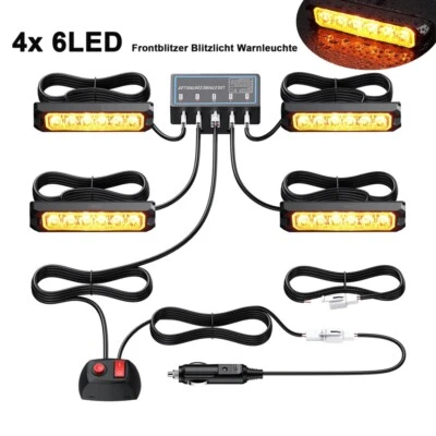 4x LED Auto LKW Frontblitzer Blitzlicht Warnleuchte Bernstein Strobe Licht IP67 - Bild 1 von 4