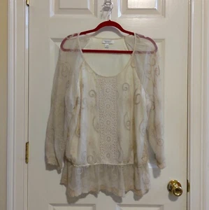 Damen Vintage Creme Spitze Bluse/Top von Dressbarn Gr. XL (kleid) - Bild 1 von 12