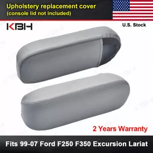 2pcs Fits 99-07 Ford F250 F350 Excursion Lariat Leather Seat Armrest Cover Gray - Picture 1 of 12
