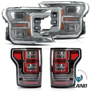 VLAND Chrome Headlights+Clear Tail Lights LED Sets For 2018-20 Ford F-150 Pickup - Picture 1 of 22