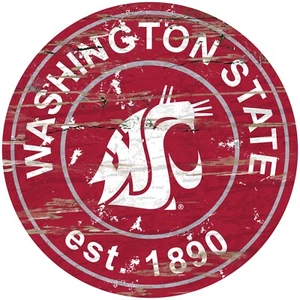 Washington State Cougars 24" Sign Round Distressed Established Sign NEW - Picture 1 of 1