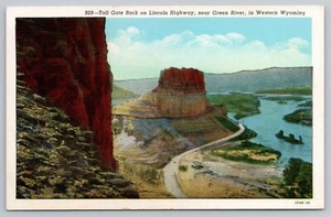 Tarjeta postal de Green River Valley WY Toll Gate Rock Lincoln Highway años 40 lino UNP - Imagen 1 de 2