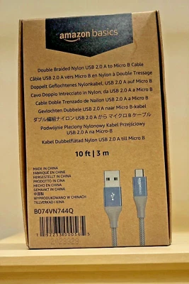 New Amazon Basics 10 Feet Long USB Cable 2.0 A Male to Micro B - Image 1 of 3