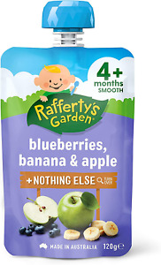 Rafferty's Garden Blueberries Banana and Apple Smooth Baby Food for 4+ Month Bab