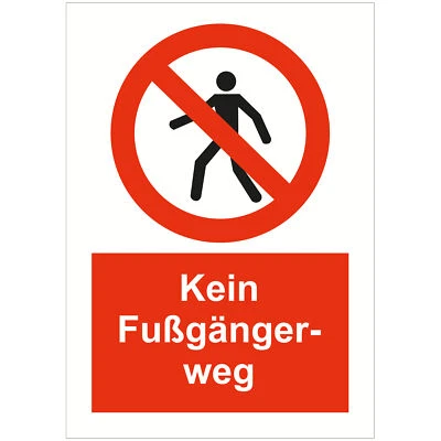 INDIGOS UG Schild Sicherheit - Warnung - Kein Fußgängerweg, Firma, Schutz, Wohnung