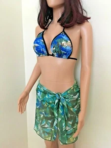 Envoltura de pareo en patrón de helecho verde transparente gran adición de vacaciones de verano - Imagen 1 de 5