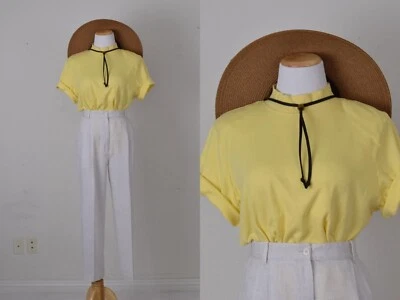 Винтажная желтая хлопковая футболка 90-х с ложным воротником от Jennifer Moore | размер L - Изображение 1 из 4