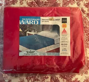 NEW Mont Ward RED King Size BLANKET-Cellular Anti-Pill-Xtra Warm-Monsanto Woven - Picture 1 of 6