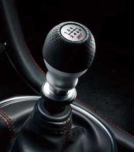 (NEW)JDM SUBARU VAG WRX STI STI SHIFT KNOB 6MT REAL LEATHER ALUMINUM OEM - Picture 1 of 1