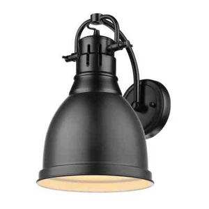 Golden Lighting Duncan Collection 1-Light Black Sconce Matte Black Shade - Picture 1 of 4