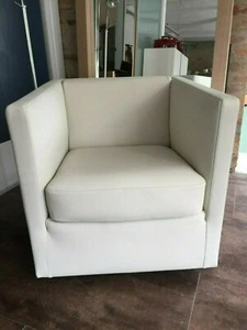 cierre Living Drehsessel Cubo, Leder, weiß, Ausstellungsstück - Bild 1 von 8