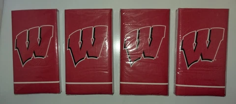 LOT OF 4 UNIVERSITY WISCONSIN BADGERS PAPER LUNCH NAPKINS TOWELS 12 7/8 X 15 3/4 Cover