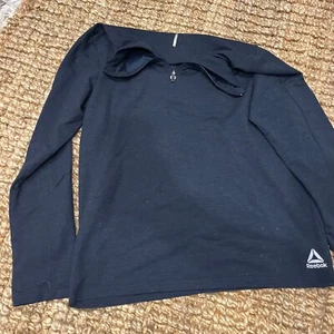 Reebok 1/4 Zip Henley Pullover Sweater Men's Medium Navy athleisure Reflective - Picture 1 of 10