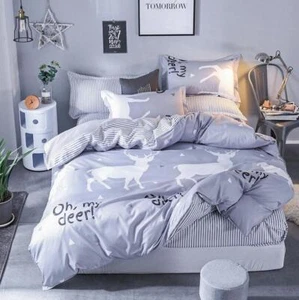 The Elk Deer Cotton Bedding Doona Duvet Quilt Cover Set Single Queen King Size - Imagen 1 de 3
