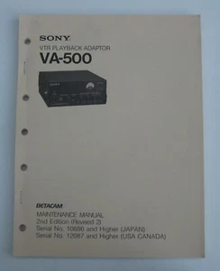 Service Manual for Sony VA-500 Betacam Playback adaptor - Picture 1 of 1