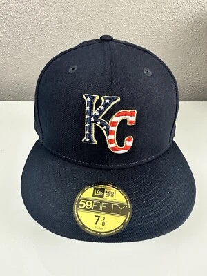 Kansas City Royals MLB 2023 Fourth of July New Era 59FIFTY Fitted Hat Blue 4th - Image 1 of 4