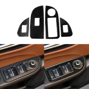 Carbon Fiber Auto Window Switch Button Cover Trim Fit For Alfa Romeo Giulia - Foto 1 di 9