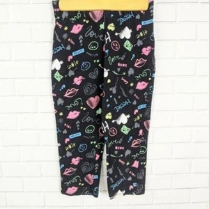 TG Total Girl Leggings Medium Girls Cropped Black Graphic 80s school Play Casual - Picture 1 of 5