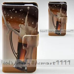 For Sony Xperia Series - Spilled Beer Theme Print Wallet Mobile Phone Case Cover - Picture 1 of 3