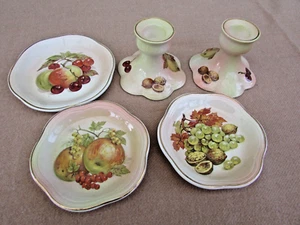 Royal Worcester Palissy Royale Fruit Collection- Plates & Candle Stick Holders - Picture 1 of 5