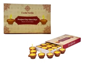 Exotic Veda Handmade Clay Diya with Ghee Wicks for Diwali- 2 Pack, 15pcs in each - Picture 1 of 9