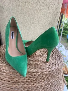 NEW DUNE JADE GREEN POINTED TOE SUEDE HIGH HEEL COURT SHOES UK5/EU38 - Picture 1 of 12
