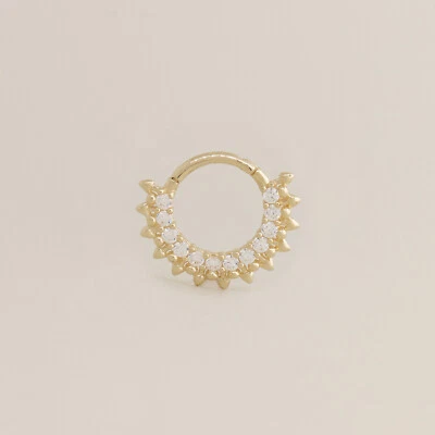 14K REAL Solid Gold Sunshine Hoop Septum Ear & Nose Ring Piercings 18 Gauge - Image 1 of 4