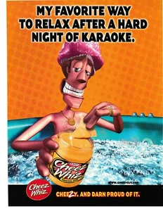 2001 PRINT AD - CHEEZ WHIZ CHEEZY GUY IN HOT TUB FUNNY KARAOKE FUNNY MANCAVE ART - Picture 1 of 1