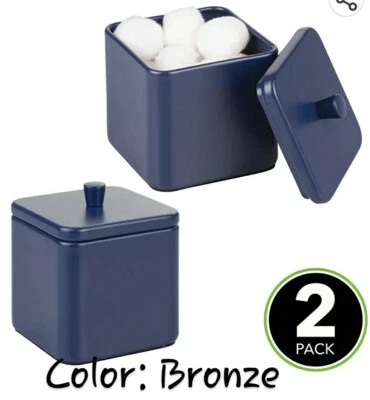 2pc Small Metal BRONZE Square Storage Containers Apothecary Organizers - Image 1 of 4