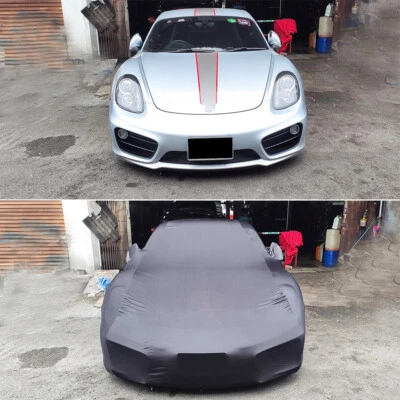 Cubierta de coche interior personalizada negra elástica satinada HG para Porsche 718 Cayman 2017-2022 Foto 1 de 4