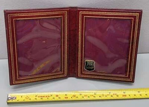 Ochsenblut Leder, 24 Kt Gold Doppel Foto Reise Rahmen F*S - Bild 1 von 6