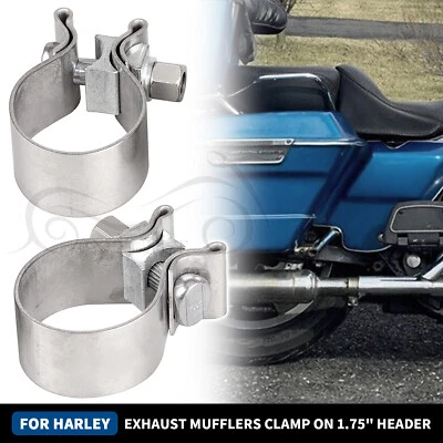 Abrazadera de escape de 1,75" en cabezales para Harley Fat Boy FLSTF Road King Street Glide Foto 1 de 4