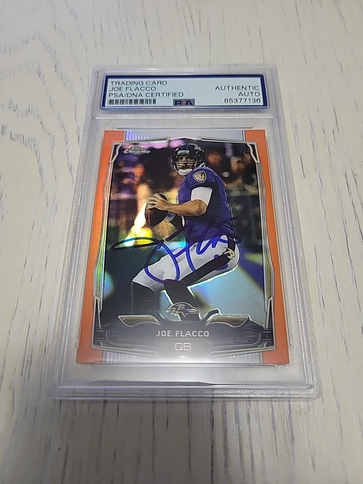 2014 Topps Chrome Orange Refractor Joe Flacco Autographed Card PSA/DNA Slabbed - Image 1 of 1