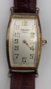 Vintage Gruen Tonneau Classic Art Deco Women's Watch Gold Tone Bezel Stainless - Picture 1 of 4