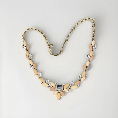 J. Crew Pink, Beige, Blush Stones and Crystals Statement Necklace - Image 1 of 4