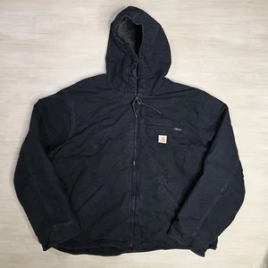 Giacca con cappuccio Carhartt Sherpa foderata anatra lavata vestibilità rilassata uomo 2XL 104392-BLK - Foto 1 di 8