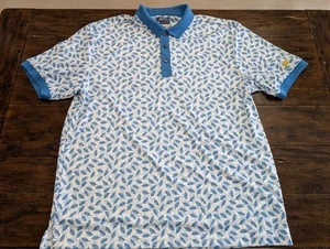 Camisa Polo de Golf Jack Nicklaus XL STAYDRI Azul Pluma Hoja Estampado Rendimiento - Imagen 1 de 9