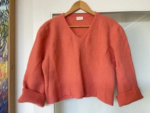 GORMAN CROPPED SOFT ORANGE LAMBSWOOL SWEATER KNIT JUMPER SZ M L - Picture 1 of 2