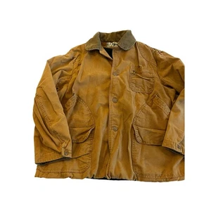 L.L. Bean Vtg Barn Chore Coat Wool Lined Duck Canvas Jacket Corduroy Collar Lg - Picture 1 of 9