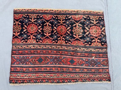 2'4" x 3' Antique Turkmen Chuwal Bagface Rug, Rare Tribal Design Accent Wall Rug - Image 1 of 4