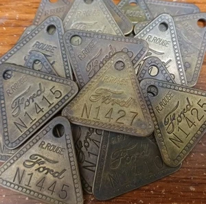 Oldtimer Ford Motor Company Rouge Werk Werkzeug Check Tag - N14 - 22 vorhanden - Bild 1 von 2